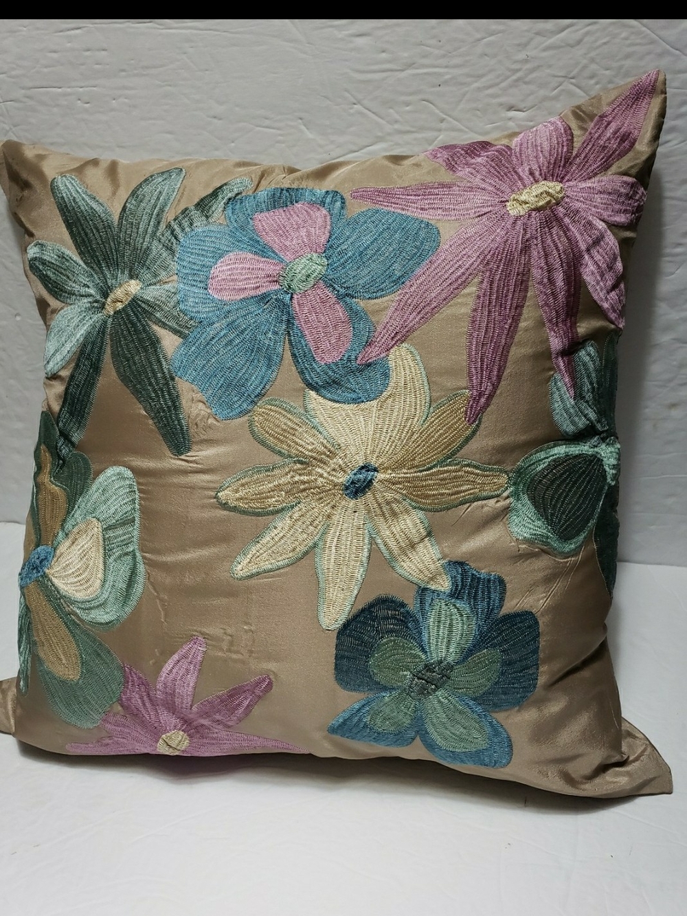 PIER 1 IMPORTS Embroidered Flowers Pillow (18" x 18")